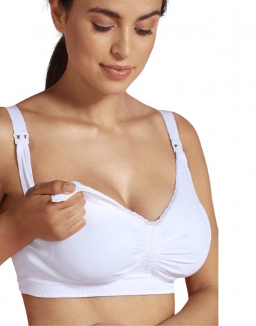 Maternity and Nursing Bra with Carri-Gel Support - White
