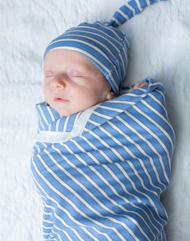 Zoe Stripe Swaddle Blanket and Hat One Size